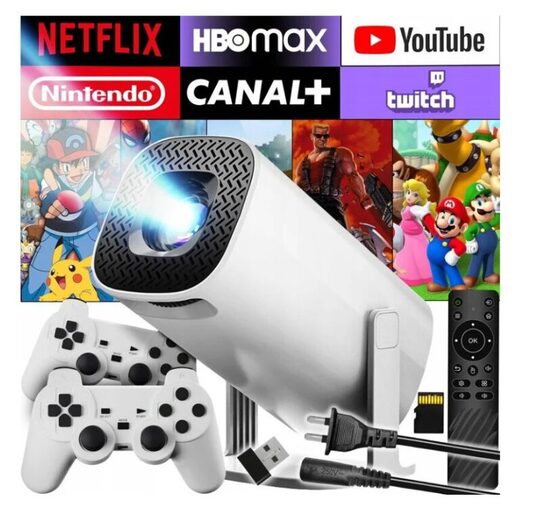 Projektorius, žaidimų konsolė GameView Pro GVX6 36000 žaidimų, 2 pulteliai, Android, Wi-Fi, Bluetooth, HDMI, 4K